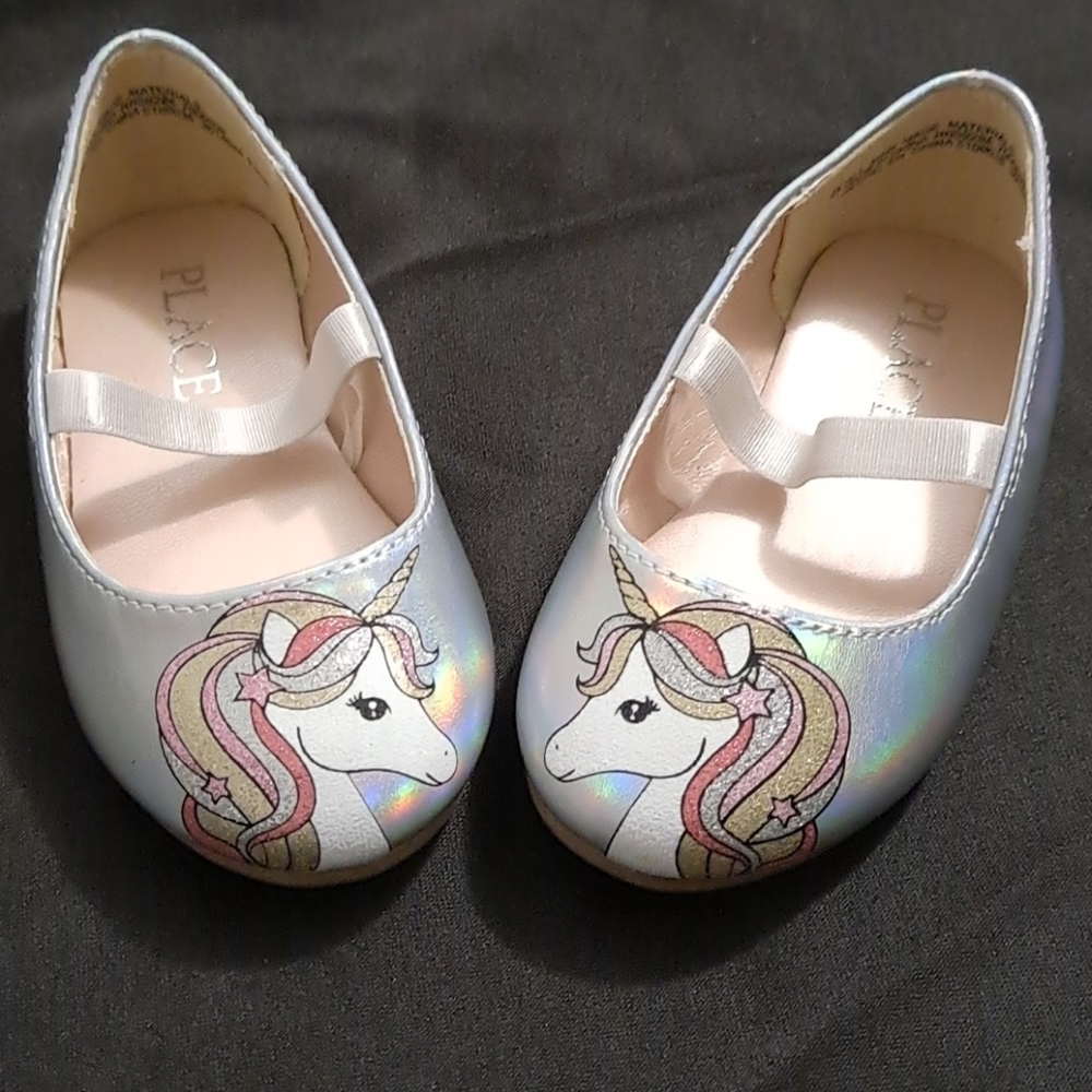 Children's Place Metallic Unicorn Flats Size 5c